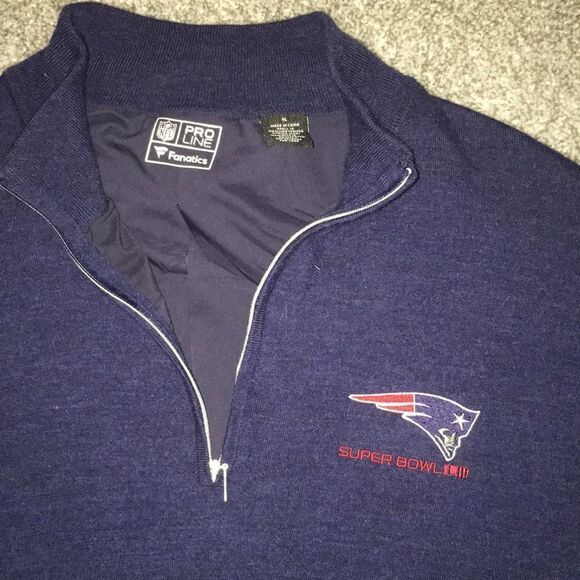 Woman’s New England Patriots Blue Super Bowl Wool lined T neck lined sweater XL - Picture 2 of 5